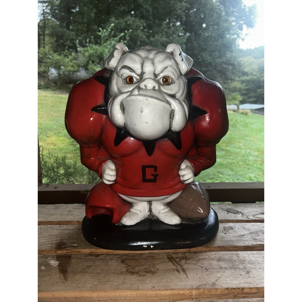 Vintage Large UGA University Ga Bulldog Ceramic Statue Figurine Hand painted